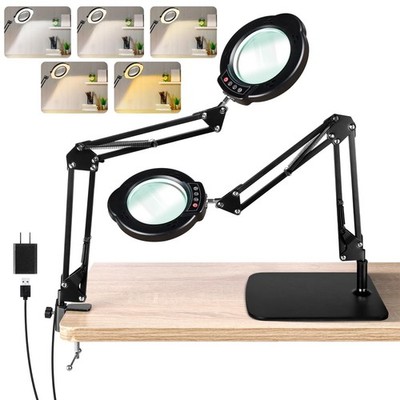 Jaenmsa 10X Magnifying Glass Light And Stand Led Desk Lamp Base And Clamp 5