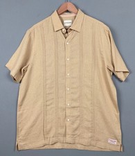 Scotch  Soda Amsterdam Linen Blend Shirt Mens Large Tan Short Sleeve Button Up