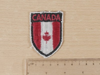 Vintage Canada Flag Shield Patch Embroidered Souvenir Maple Leaf 1960s Travel