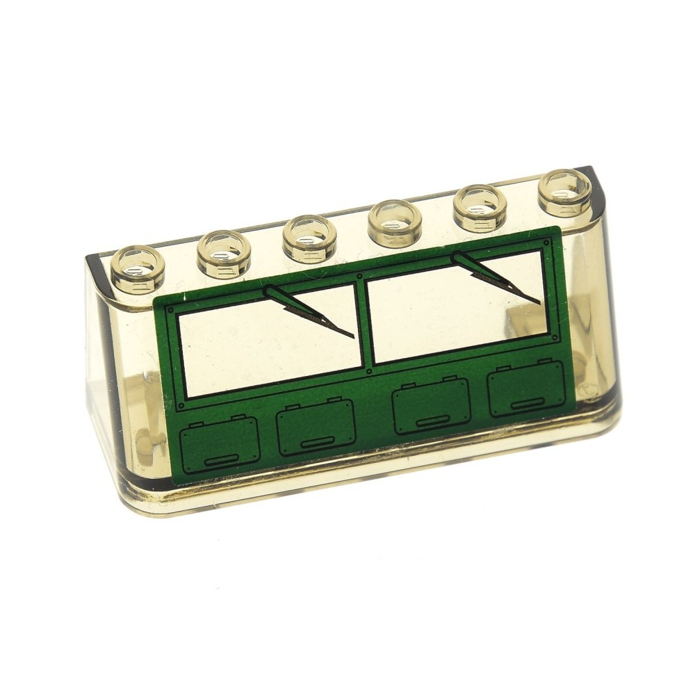 1x Lego Windshield 2x6x2 Transparent Brown Disc Green 7625 4176pb21