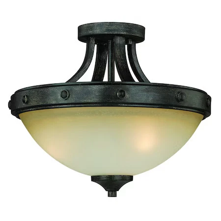 VAXCEL C0077 Halifax 14.5in Semi-Flush Mount Walnut - Picture 1 of 9