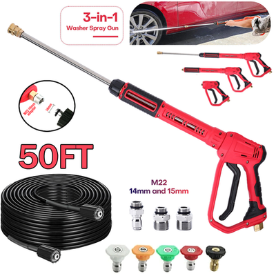 #ad High Pressure 4000PSI Car Power Washer Gun Lance Nozzle and 50FT Hose Kit M22 $23.98