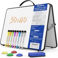 Dry Erase Whiteboard Foldable A3 with Stand & Handle, 30 x 40 cm Double Sided M