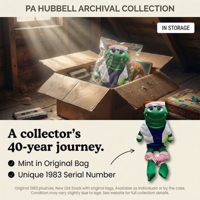 Reseller Case Lot Of 48 Vintage 1983 Hubbell Jane Ponda Frog Plush W/ Serial #