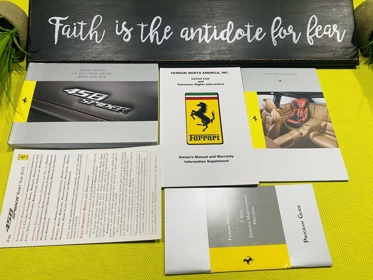 🟣 2013 FERRARI 458 SPIDER OWNERS MANUAL SET 4.5L V8 570hp +7yr