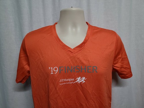 2019 JP Morgan Corporate Challenge Finisher Womens Medium Orange Jersey - Picture 2 of 10