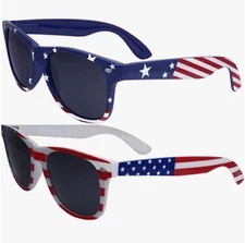 grinderPUNCH 2 Pairs Bulk American Sunglasses USA Flag Classic Patriot 