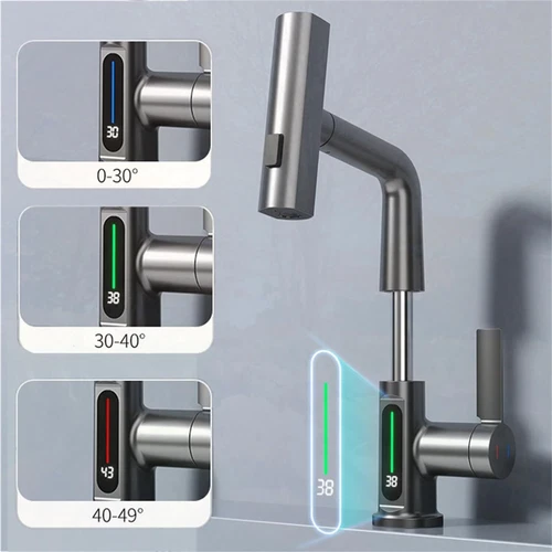 Rubinetto da cucina a cascata con spruzzatore a discesa in acciaio inossidabile - Bild 2 von 26
