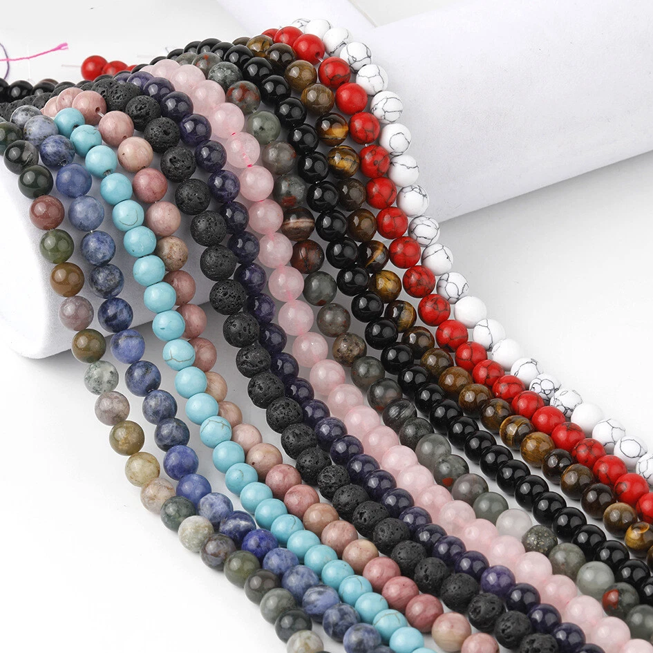 Atacado 50 fios/lote de pedras preciosas naturais espaçador redondo contas soltas 8 mm faça você mesmo - Imagem 4 de 4