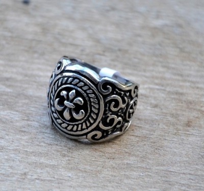 Siegelring Fleur de Lys - Größe 8 bis 13 - Punk Gothik Biker - (REF 1457)