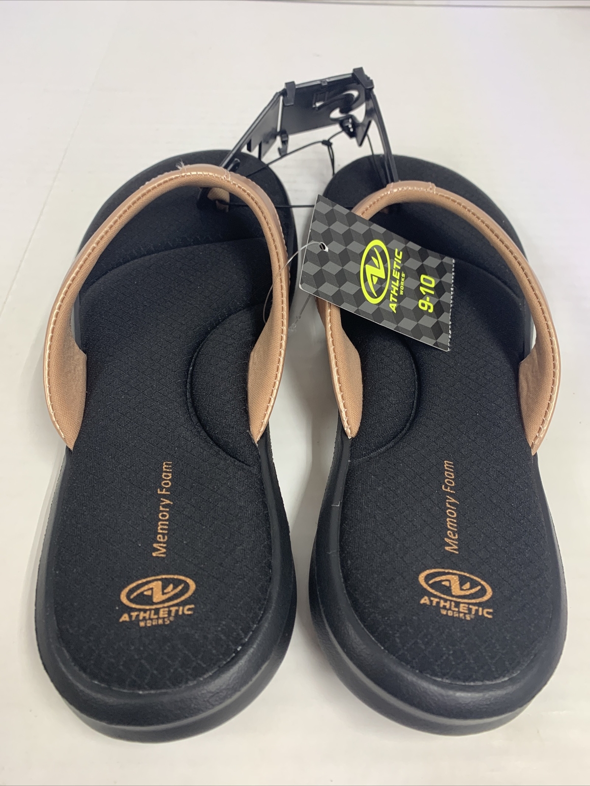 athletic works women's wide width memory foam thong sandal