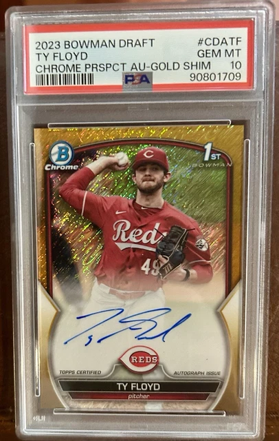 2023 Bowman Draft Ty Floyd #CDA-TF Prospect Auto Gold Shimmer Refractor PSA 10
