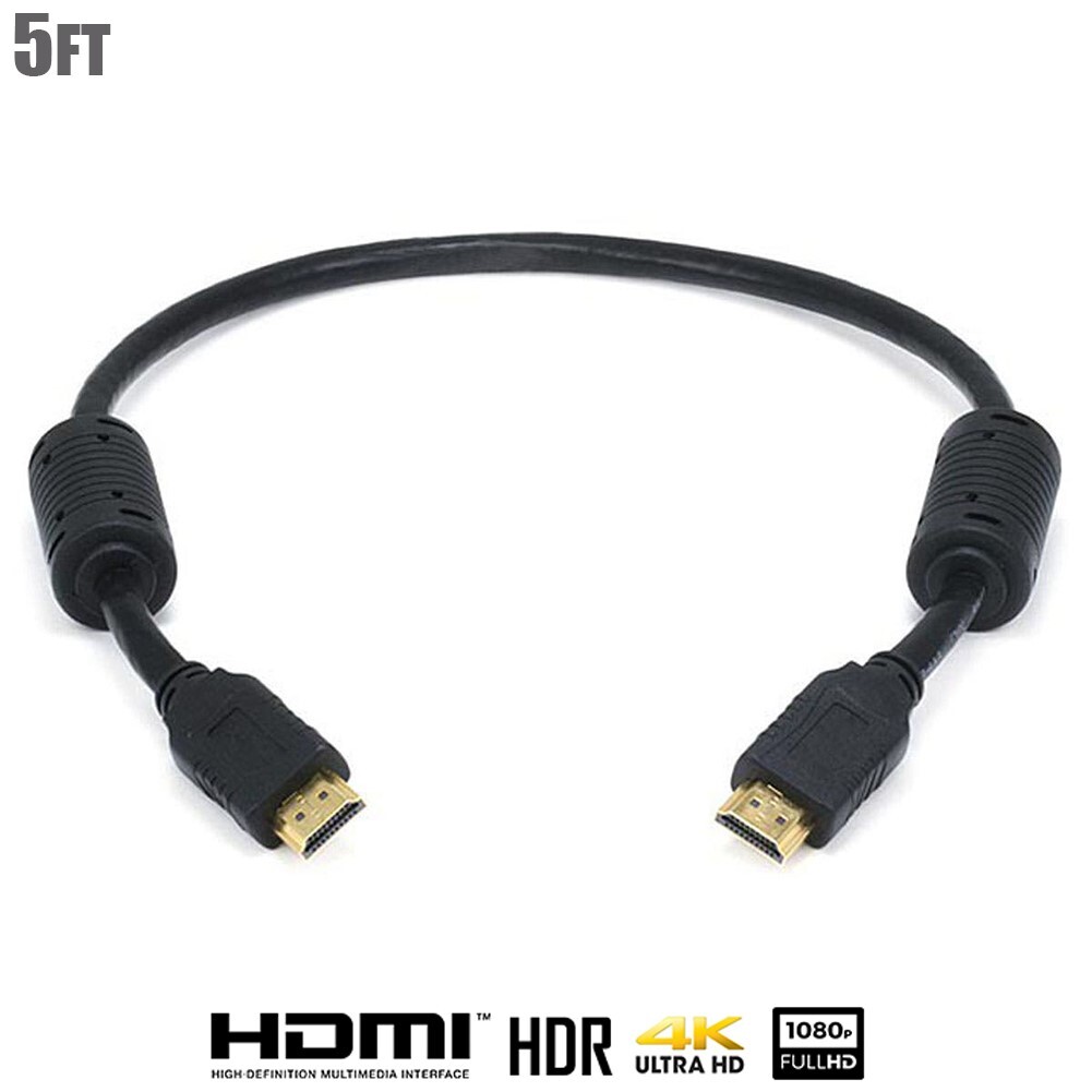 5FT HDMI Cable with Ethernet 28AWG M/M Black for PC TV 3D 4K 1080p-image