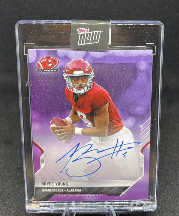 2021 Bowman Next Topps ALABAMA BRYCE YOUNG XRC AUTO PURPLE SSP 23/25