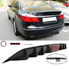 Gloss Rear Bumper Diffuser 6-Fin Shark Wing Chin Lip For Hyundai Genesis 2009-16