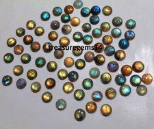 250 CT WHOLESALE LOT NATURAL MULTI FIRE LABRADORITE 10X10 mm ROUND CABOCHON