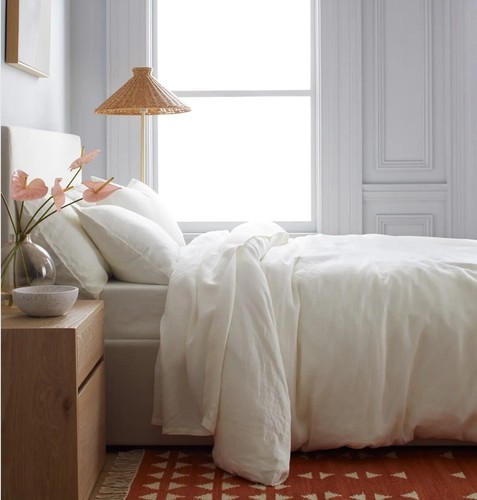 NWT- Quince European Linen Ivory Duvet Cover & 2 Sham! King/ Cal King ! (771) - Picture 2 of 8