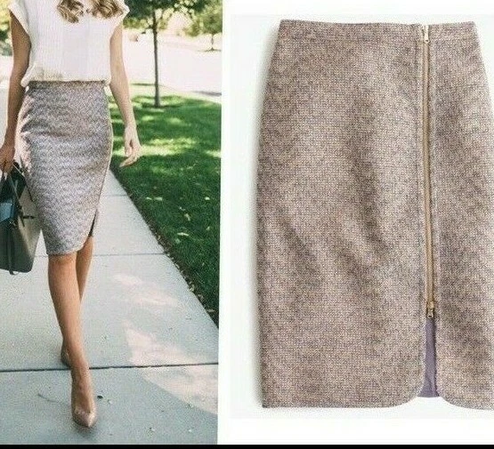 Zip up Pencil Tweed Skirt