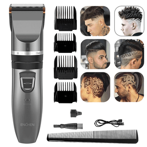 cutting men's hair with electric razor