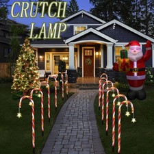 Christmas Outdoor Solar Candy Cane Pathway Lights Lawn Driveway Holiday Decor
