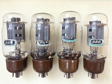 GEC KT66 6L6 verre transparent base marron plaque grise OO Getter assortie quad