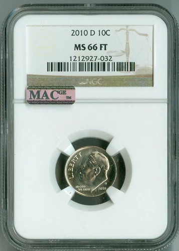 2010 D NGC MS66 FT Full Torch MAC PQ Roosevelt Dime, Rare, Ice White, Spotless!