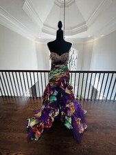 Strapless Vibrant Xcite Prom Dress Embellished Bust with Cascading Tiered Ruffle