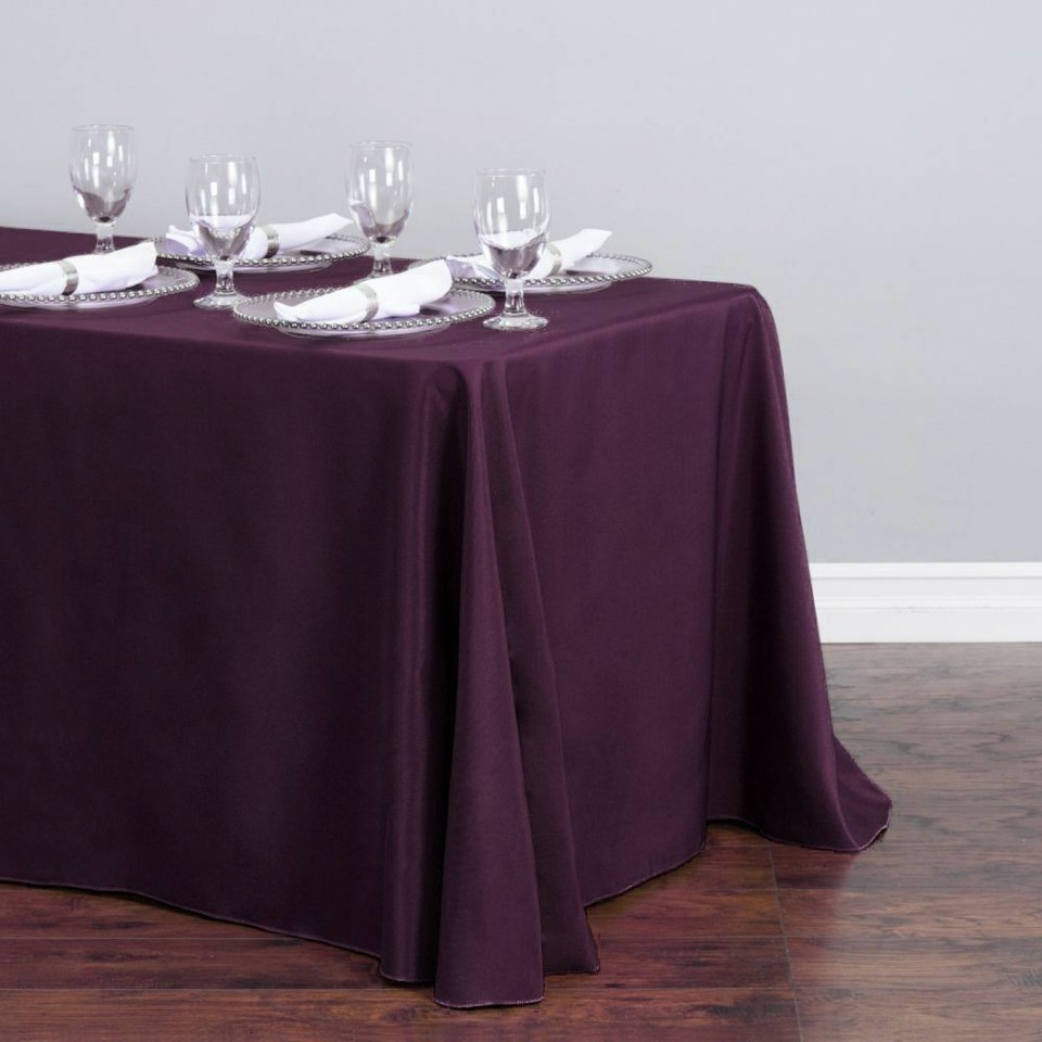 1/10 Pcs 90 x 132 in. Polyester Rectangular Tablecloth for 6 ft Table ...