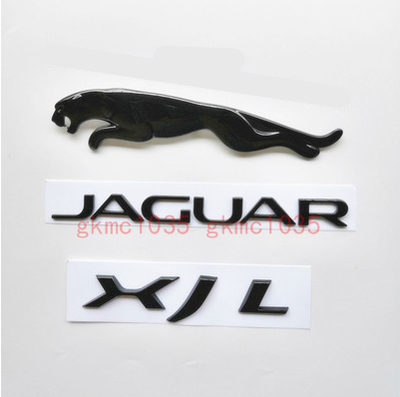 Glossy Black Jaguar +Logo+XJL Emblem Rear Badge Decal XF XJ XK XJR XJS