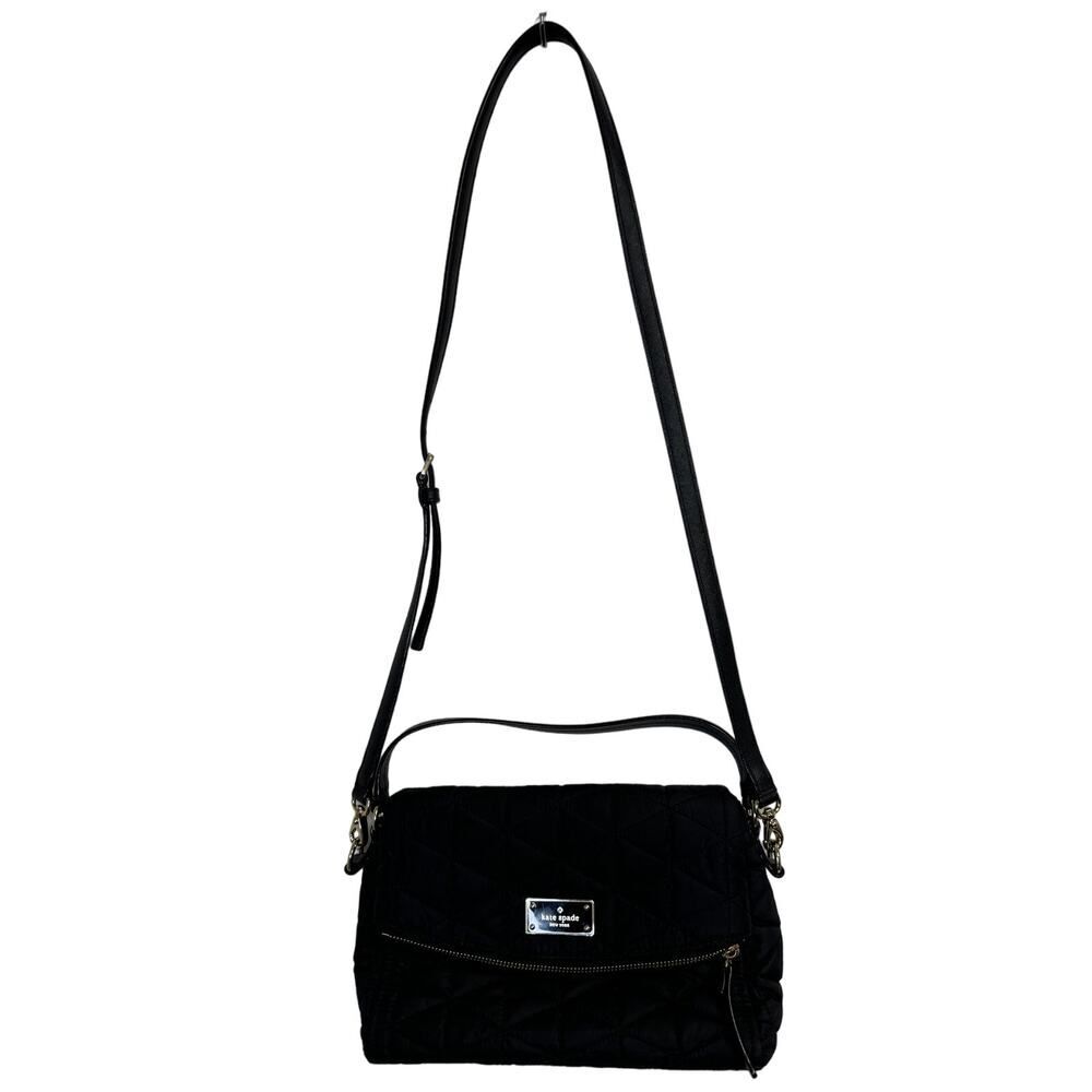 Kate Spade Black Polyester Quilted Shoulder Crossbody Bag Purse