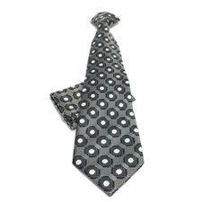 St Patrick's Boys Clipon Tie Pocket Square Black Silver White Microfiber 12" 