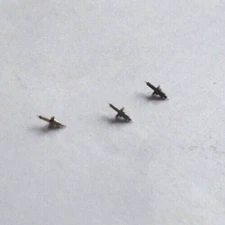 3 ELGIN 0 - 3/0 SIZE BALANCE STAFFS 869 PIVOT: 8, SINGLE ROLLER NOS ---  BB-1038