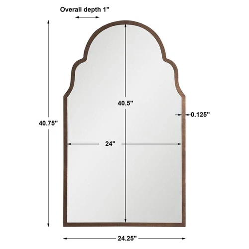Uttermost Brayden Metal MDF Arch Mirror in Lightly Textured Dark Brown/Gold - Picture 1 of 9