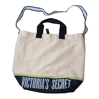 Victoria's Secret Cream and Black Tote NWT flawed