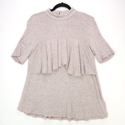 RO & DE Tiered Ruffle Blouse Women Small Pink Bohemian  Oversized Flowy Tunic