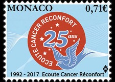 monaco 2017 25th Anniversary of Ecoute Cancer Reconfort Krebs Recon 1v mnh **