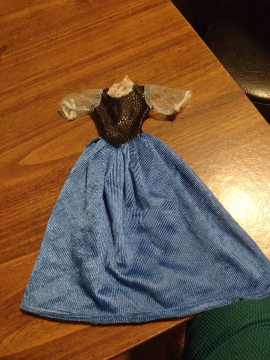 90's Blue and Black Barbie doll Size Dress
