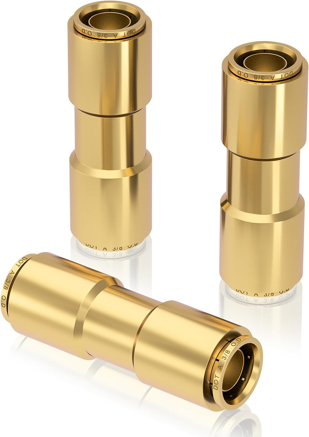 3/8 Brass DOT Air Line Fittings – 3-Piece Quick Connect for Semi Truck Trailers