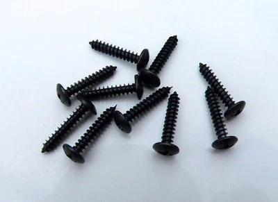 Black Self Tapping Round Domed head screws 3mm x 15mm pack of 10 - Image 1 of 2