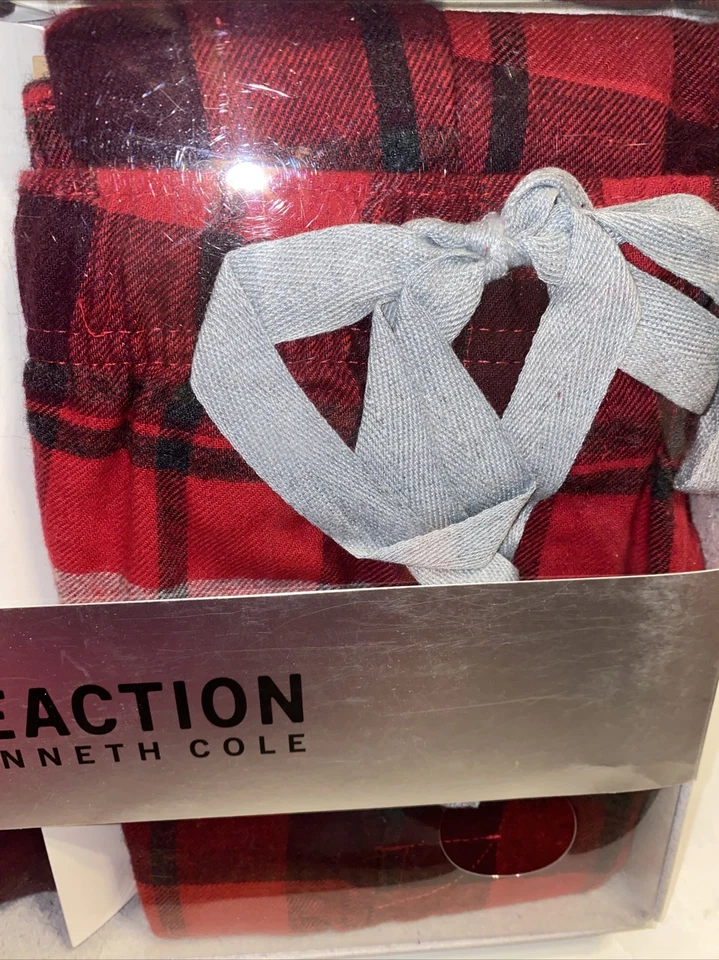 Kenneth Cole Reaction 2 Piece Mens Red Plaid PJ Set (S)Comfy Soft Pant & Top NEW - Image 3 of 4