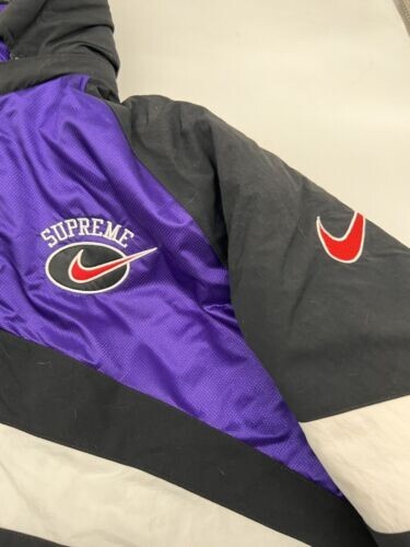 Supreme Nike Hooded Sport Jacket Black Purple White Puffer Supreme Nike Hooded Sport Jacket Black Purple White Puffer