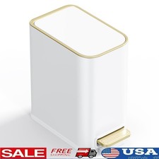 Compact Stainless Steel Trash Can Soft Close Lid Step Pedal Odor Control New