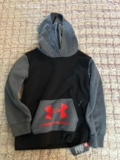 New Under Armour Black and Gray Hoodie with Red Logo size 6
