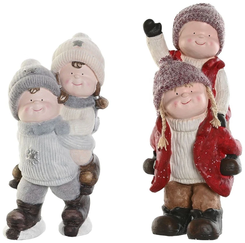 Statuetta Natalizia Bambini Invernali 51 cm Fibra di Vetro Decorazione Natale