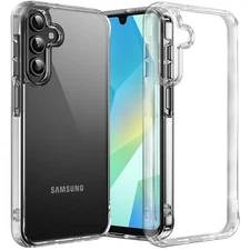 For Samsung A16 5G Case Clear Shockproof with Chrome Buttons + Tempered Glass