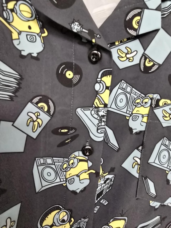 Minions Shirt Womens 2XL RSVLTS Button Up Short Sleeve DJ Banana Print ...