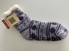 New Women's Winter MUK LUKS CABIN SOCKS Lavender, Non-slip Grippers L/XL, 8-10