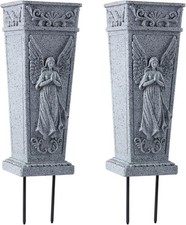 2PCS Cemetery Flowers Vase with Spike, Memorial Grave Vase Resin Flowers Holder