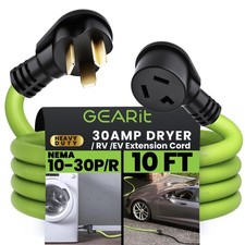30 Amp 10 Feet 3 Prong Dryer Extension Cord NEMA 10-30P to 10-30R STW 10AWG/3...