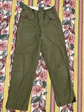 Vintage 60s Boy Scout Pants Canvas Uniform Zip Up Green Red High Rise Straight